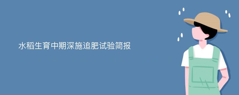 水稻生育中期深施追肥试验简报