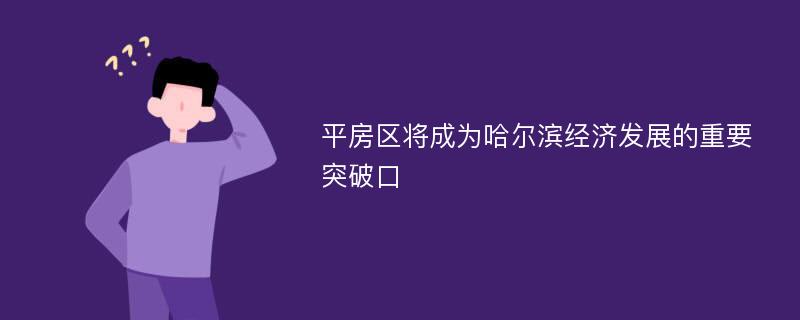 平房区将成为哈尔滨经济发展的重要突破口