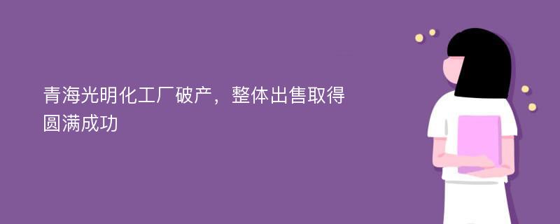 青海光明化工厂破产，整体出售取得圆满成功