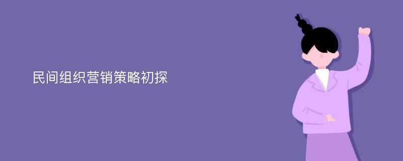 民间组织营销策略初探