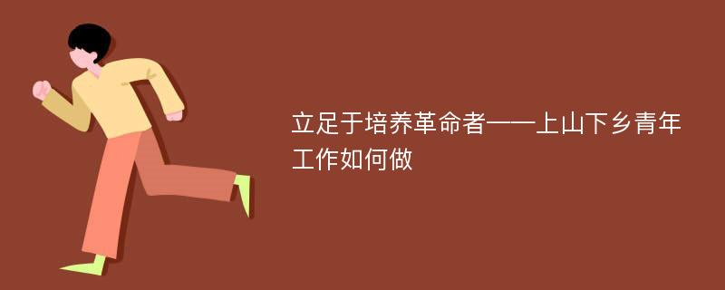 立足于培养革命者——上山下乡青年工作如何做