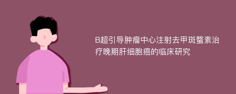 B超引导肿瘤中心注射去甲斑蝥素治疗晚期肝细胞癌的临床研究