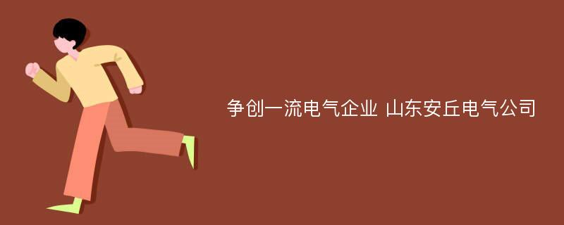 争创一流电气企业 山东安丘电气公司