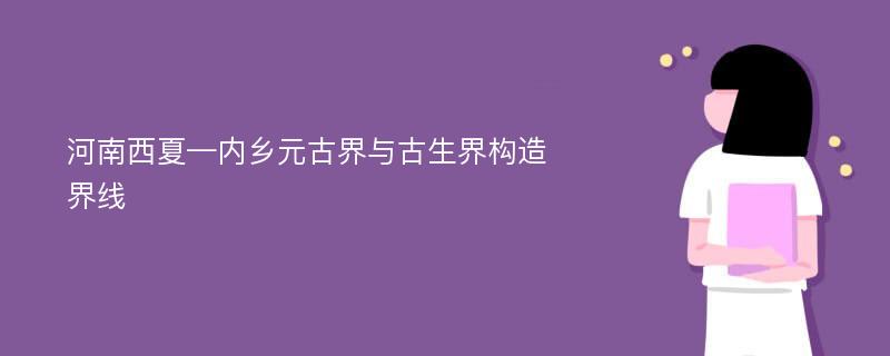 河南西夏—内乡元古界与古生界构造界线