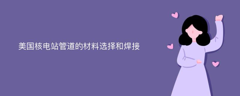 美国核电站管道的材料选择和焊接