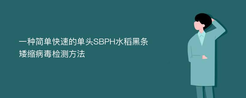 一种简单快速的单头SBPH水稻黑条矮缩病毒检测方法