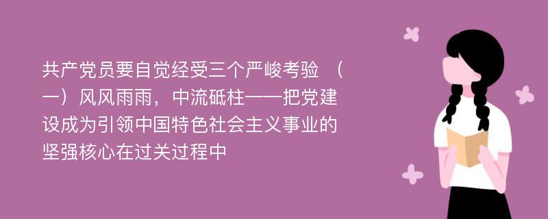 共产党员要自觉经受三个严峻考验 （一）风风雨雨，中流砥柱——把党建设成为引领中国特色社会主义事业的坚强核心在过关过程中