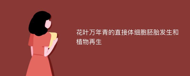 花叶万年青的直接体细胞胚胎发生和植物再生