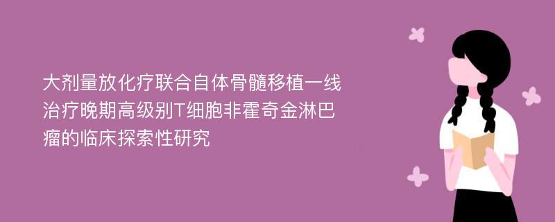 大剂量放化疗联合自体骨髓移植一线治疗晚期高级别T细胞非霍奇金淋巴瘤的临床探索性研究