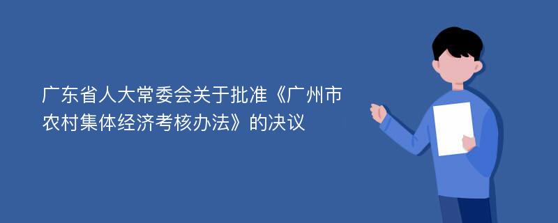 广东省人大常委会关于批准《广州市农村集体经济考核办法》的决议