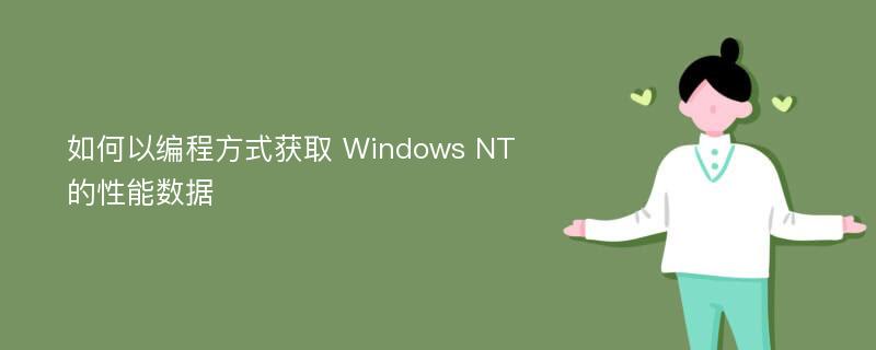 如何以编程方式获取 Windows NT 的性能数据