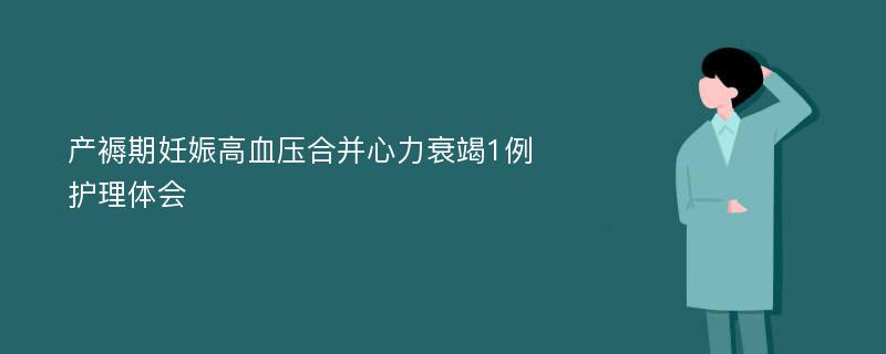 产褥期妊娠高血压合并心力衰竭1例护理体会