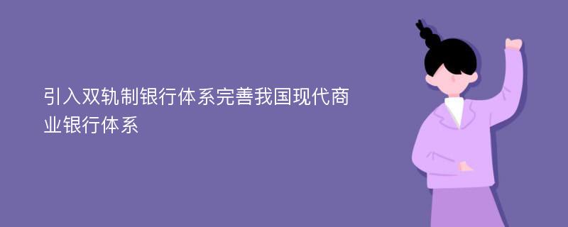 引入双轨制银行体系完善我国现代商业银行体系