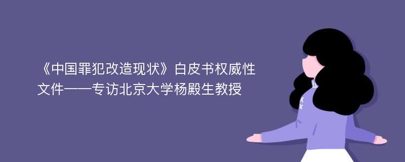 《中国罪犯改造现状》白皮书权威性文件——专访北京大学杨殿生教授