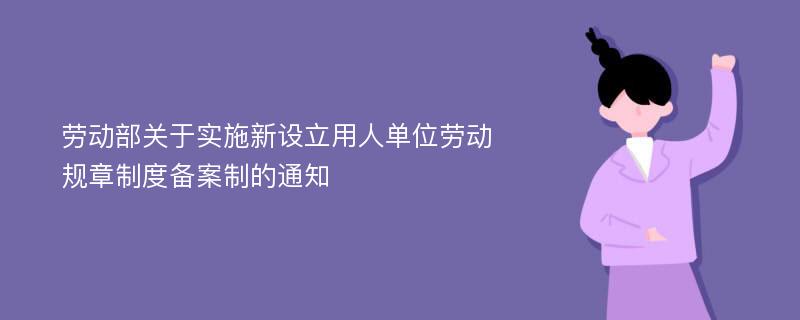 劳动部关于实施新设立用人单位劳动规章制度备案制的通知