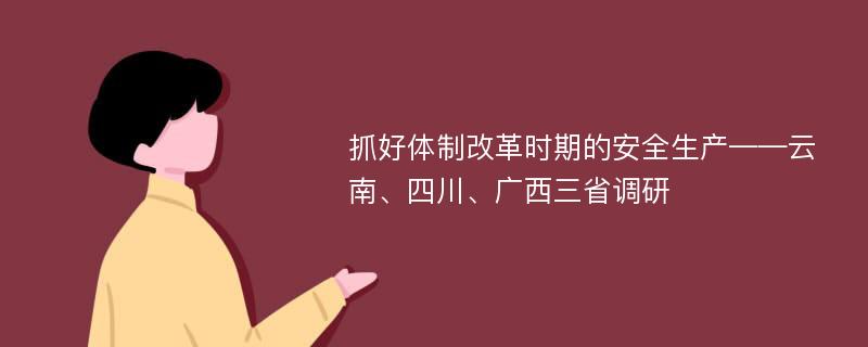 抓好体制改革时期的安全生产——云南、四川、广西三省调研